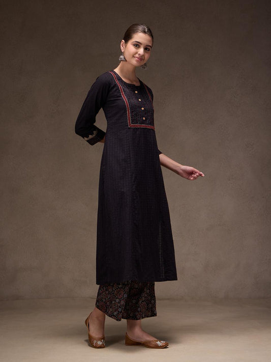 Black Soild Set (Black Ajrak)