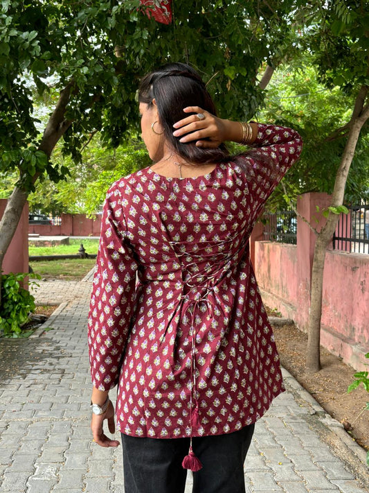 Maroon Back Tie Up Kurti