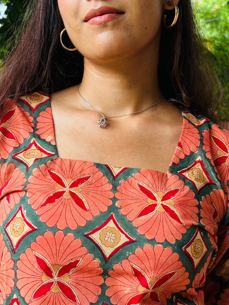 Orange Back Tie Up Kurti